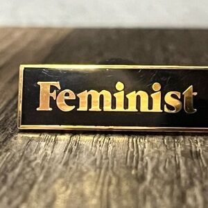 Elegant Gold and Black Feminist Brooch